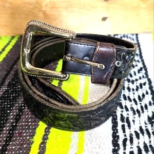 Men's Black/Brown Leather Belt Size:42